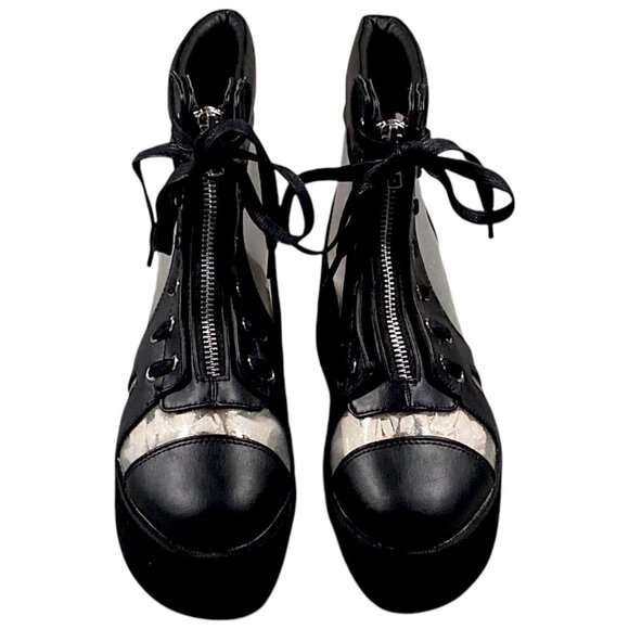 Demonia Boots Womens 7 Platform Holographic Whimsigoth Witch Punk Rave GRIP-102 - Picture 3 of 16